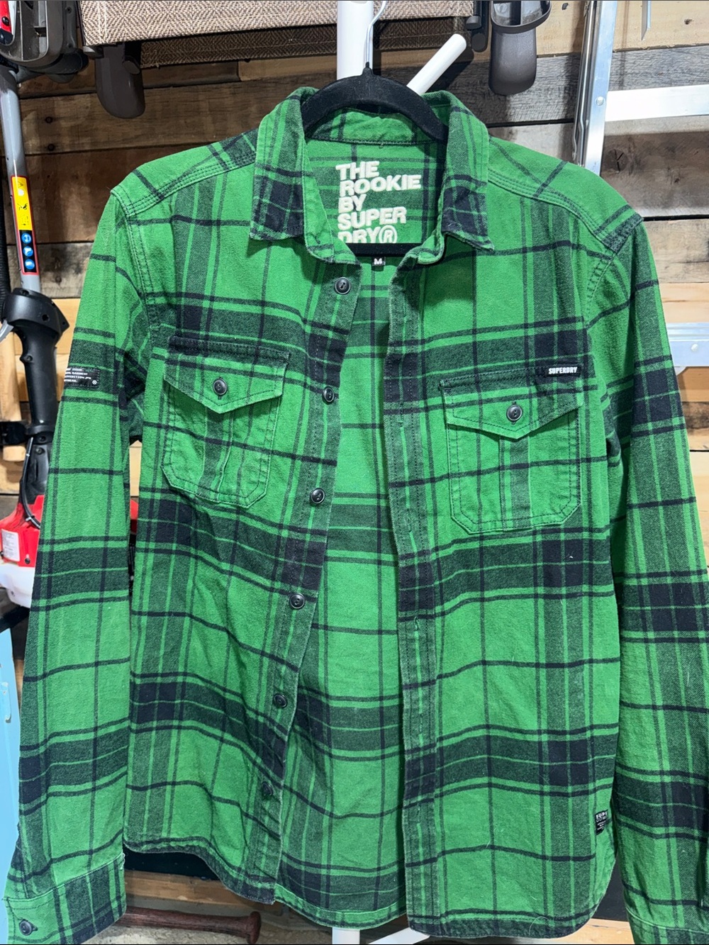 Superdry Green and Black Plaid Button-Down Shirt - The Rookie Medium